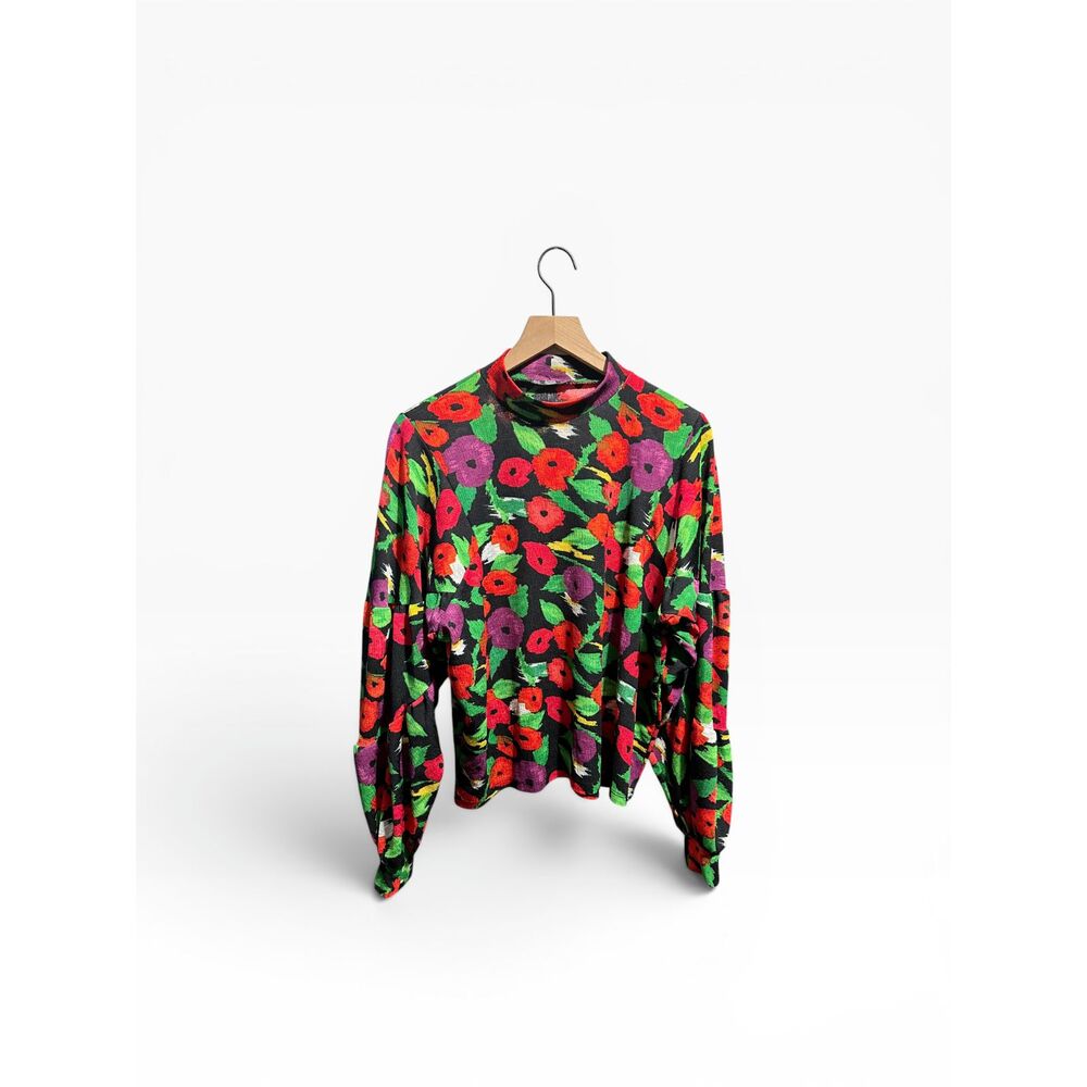 Zara Ditsy Floral Blouse Women’s Medium Colorful Geometric Art Teacher Top